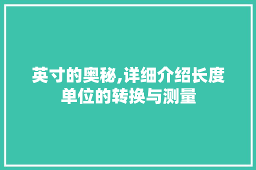 英寸的奥秘,详细介绍长度单位的转换与测量