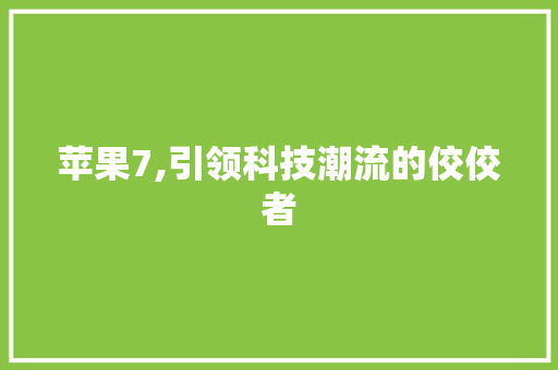 苹果7,引领科技潮流的佼佼者