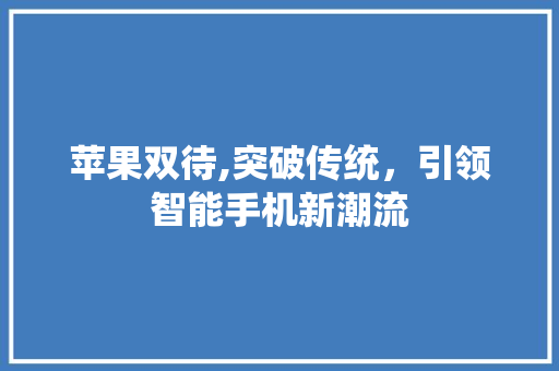 苹果双待,突破传统，引领智能手机新潮流