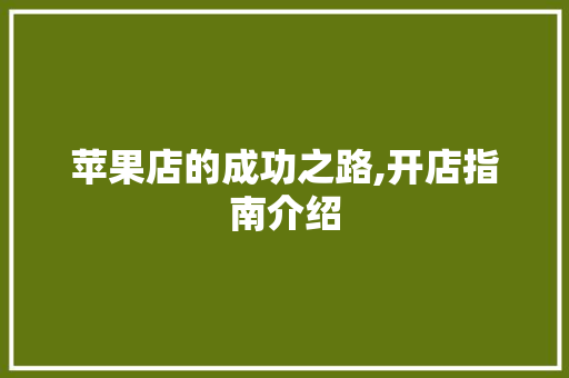 苹果店的成功之路,开店指南介绍