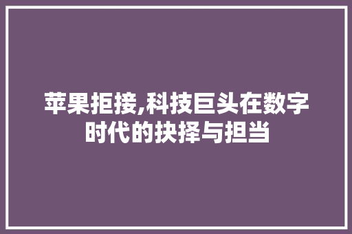 苹果拒接,科技巨头在数字时代的抉择与担当