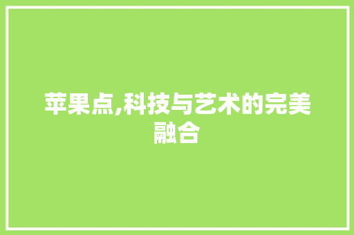 苹果点,科技与艺术的完美融合