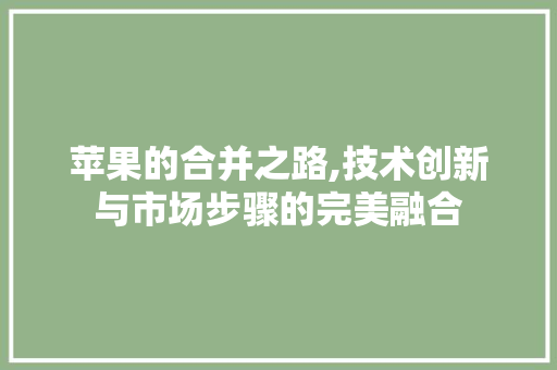 苹果的合并之路,技术创新与市场步骤的完美融合