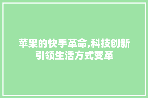 苹果的快手革命,科技创新引领生活方式变革