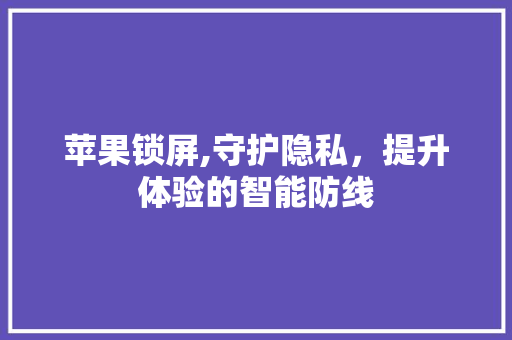 苹果锁屏,守护隐私，提升体验的智能防线