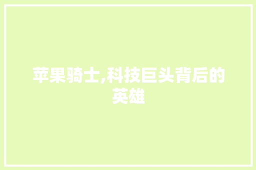 苹果骑士,科技巨头背后的英雄