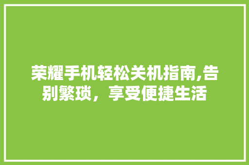 荣耀手机轻松关机指南,告别繁琐，享受便捷生活