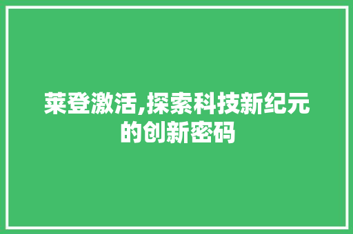 莱登激活,探索科技新纪元的创新密码