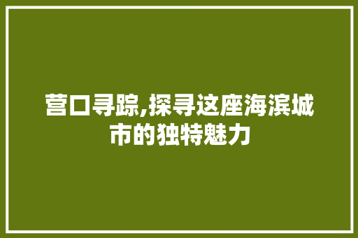 营口寻踪,探寻这座海滨城市的独特魅力