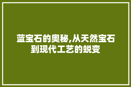 蓝宝石的奥秘,从天然宝石到现代工艺的蜕变