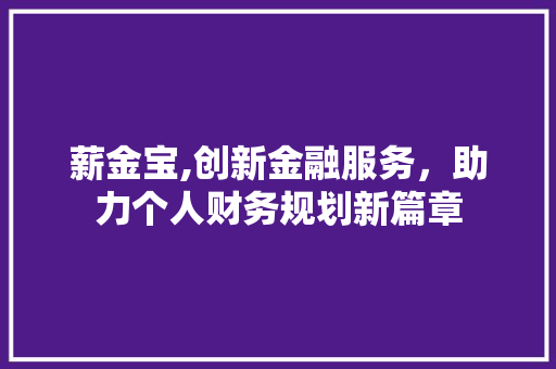 薪金宝,创新金融服务，助力个人财务规划新篇章
