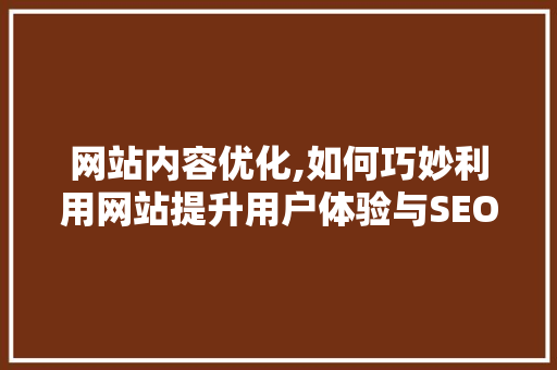 网站内容优化,如何巧妙利用网站提升用户体验与SEO效果