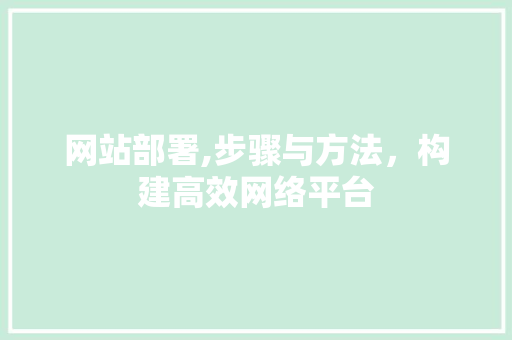 网站部署,步骤与方法，构建高效网络平台