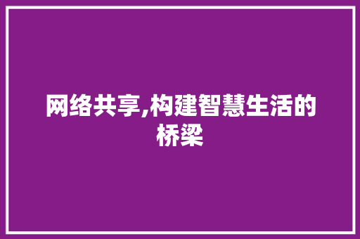 网络共享,构建智慧生活的桥梁