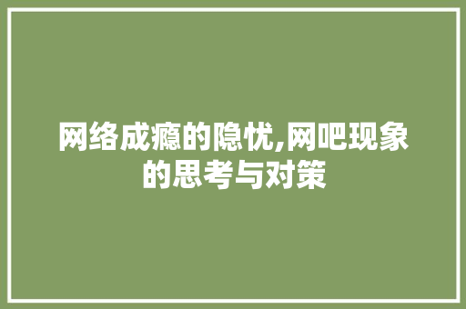 网络成瘾的隐忧,网吧现象的思考与对策