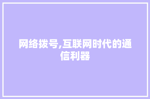 网络拨号,互联网时代的通信利器 WordPress教程