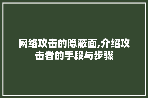 网络攻击的隐蔽面,介绍攻击者的手段与步骤