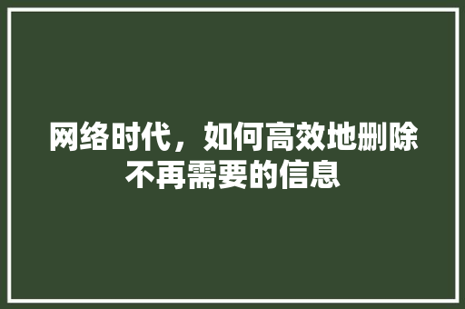 网络时代，如何高效地删除不再需要的信息