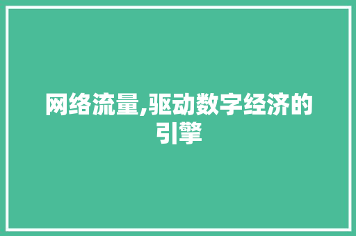 网络流量,驱动数字经济的引擎 网络流量,驱动数字经济的引擎
