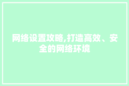 网络设置攻略,打造高效、安全的网络环境