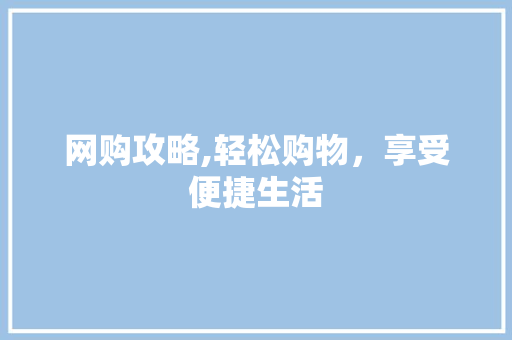 网购攻略,轻松购物，享受便捷生活