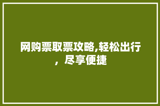 网购票取票攻略,轻松出行，尽享便捷