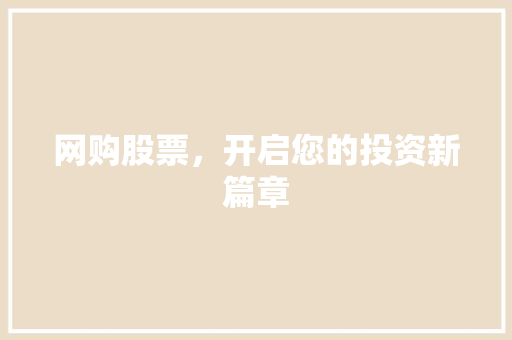 网购股票，开启您的投资新篇章
