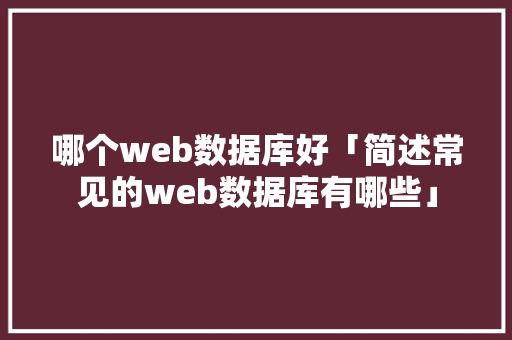 哪个web数据库好「简述常见的web数据库有哪些」 哪个web数据库好「简述常见的web数据库有哪些」 WordPress教程