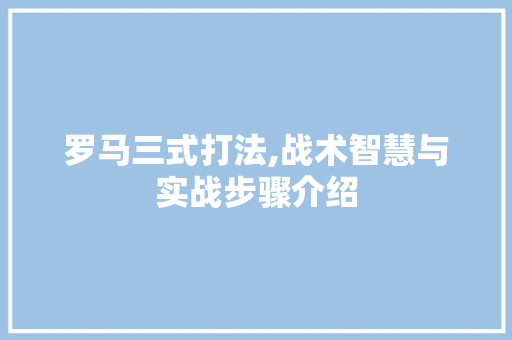 罗马三式打法,战术智慧与实战步骤介绍 服务器/数据库