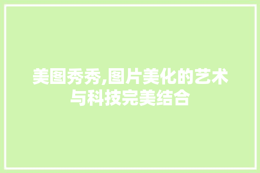 美图秀秀,图片美化的艺术与科技完美结合