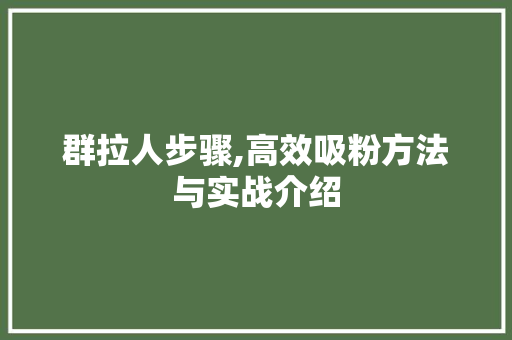 群拉人步骤,高效吸粉方法与实战介绍