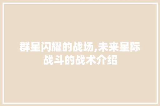 群星闪耀的战场,未来星际战斗的战术介绍