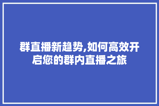 群直播新趋势,如何高效开启您的群内直播之旅
