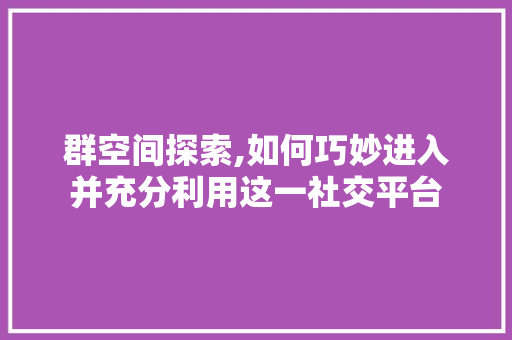 群空间探索,如何巧妙进入并充分利用这一社交平台