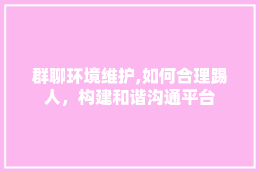 群聊环境维护,如何合理踢人，构建和谐沟通平台