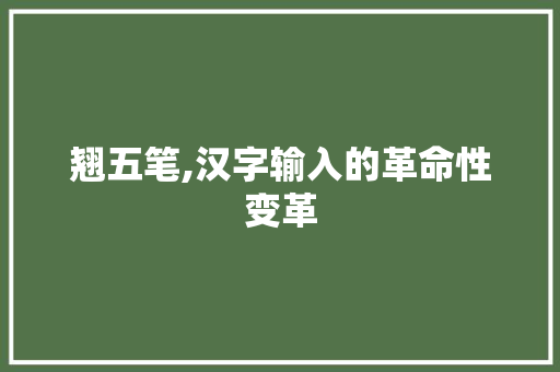 翘五笔,汉字输入的革命性变革