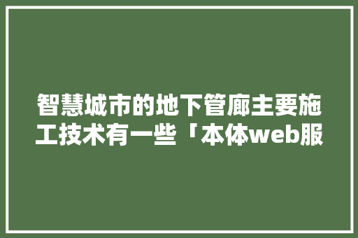 智慧城市的地下管廊主要施工技术有一些「本体web服务数据库是什么」