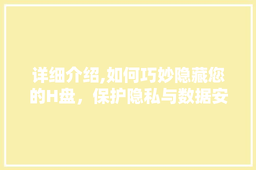 详细介绍,如何巧妙隐藏您的H盘，保护隐私与数据安全