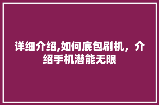 详细介绍,如何底包刷机，介绍手机潜能无限