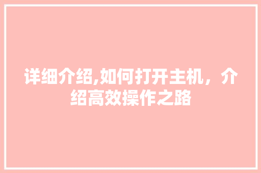 详细介绍,如何打开主机，介绍高效操作之路