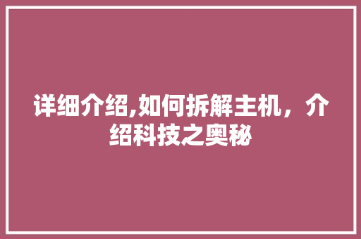 详细介绍,如何拆解主机，介绍科技之奥秘