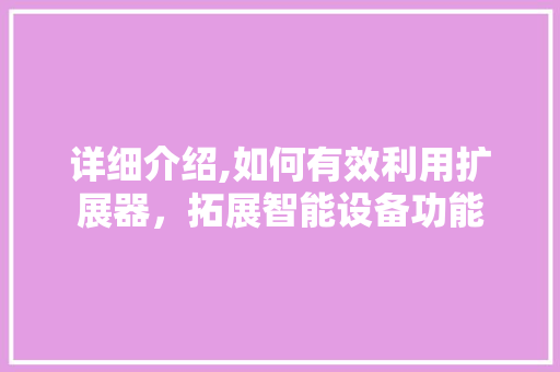 详细介绍,如何有效利用扩展器，拓展智能设备功能 友链在线