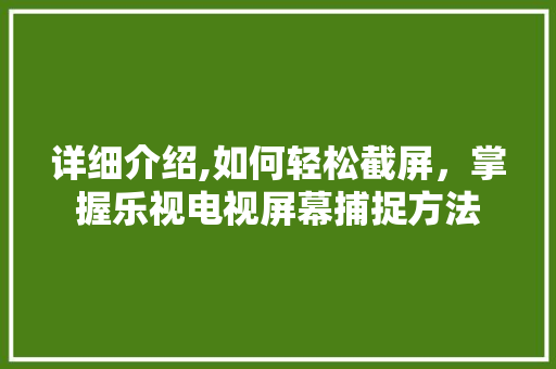 详细介绍,如何轻松截屏，掌握乐视电视屏幕捕捉方法
