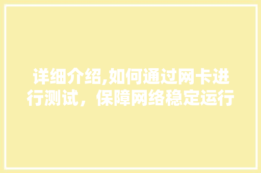 详细介绍,如何通过网卡进行测试，保障网络稳定运行