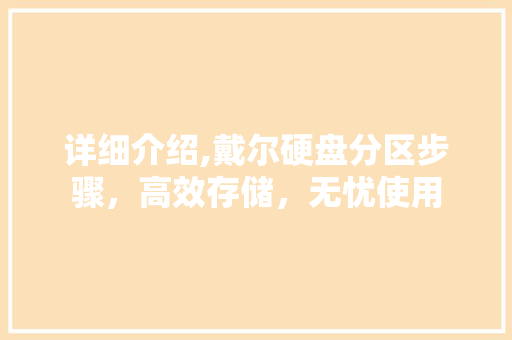 详细介绍,戴尔硬盘分区步骤，高效存储，无忧使用