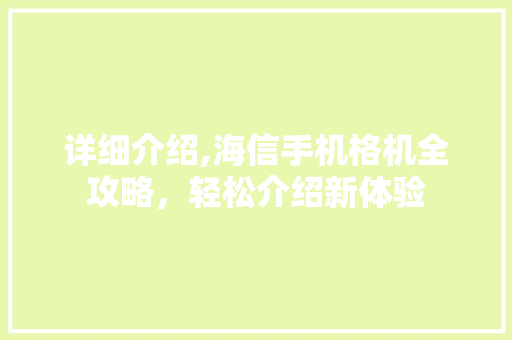 详细介绍,海信手机格机全攻略，轻松介绍新体验