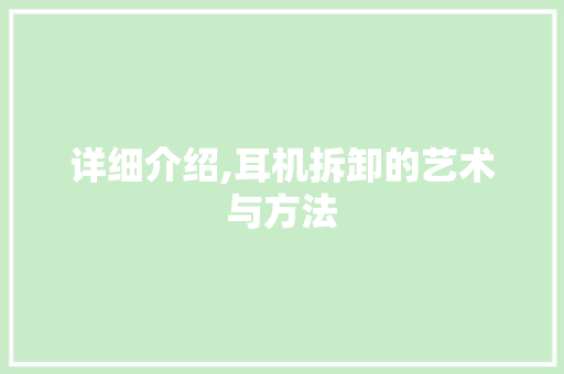 详细介绍,耳机拆卸的艺术与方法 SEO教程