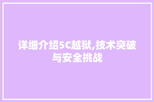 详细介绍5C越狱,技术突破与安全挑战