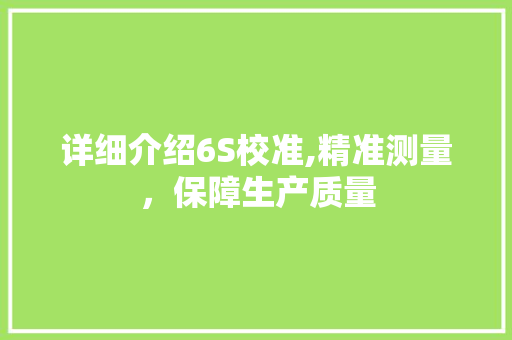 详细介绍6S校准,精准测量，保障生产质量