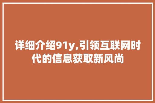 详细介绍91y,引领互联网时代的信息获取新风尚